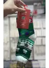 Hediyelik Kışlık Kalın Yılbaşı Çorap: Yeşil & Beyaz Renk Kardam Adamlı