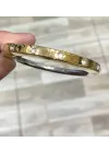 Tiffany Model İki Renkli (Altın-Gümüş) Kelepçe Bilezik