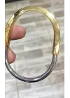 Tiffany Model İki Renkli (Altın-Gümüş) Kelepçe Bilezik