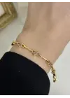 Pembe Taşlı Küçük Yıldız Figürlü Trend Kadın Çelik Bilekliği