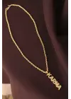 Altın Renk Zirkon Taşlı Karma Yazılı Kolye