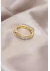 Ayarlamalı Altın Renk Metal Zirkon Taşlı Küçük Bombeli Detay Yüzük