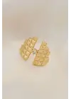 Ayarlamalı Gold Renk Metal Zirkon Taşlı Piramit Yüzük