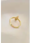 Ayarlamalı Gold Renk Metal Zirkon Taşlı Şimşek Yüzük
