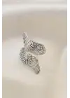 Ayarlamalı Silver Renk Metal Zirkon Taşlı Kanat Yüzük