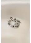 Ayarlamalı Silver Renk Metal Zirkon Taşlı Yüzük