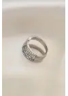 Ayarlamalı Silver Renk Metal Zirkon Taşlı Yüzük