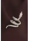 Ayarlanabilir Silver Renk Zirkon Taşlı Yılan Yüzük
