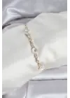 Baget Zirkon Taşlı Çiçek Model Gold Renk Asansörlü Kadın Bileklik