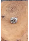 Balta Desenli Gümüş Renk Ayarlanabilir Erkek Yüzük