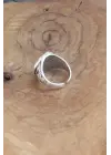Balta Desenli Gümüş Renk Ayarlanabilir Erkek Yüzük
