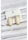 Beyaz Badem Model Vintage Kadın Küpe