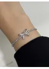 Beyaz taşlı fiyonk model Y2k Gümüş Bileklik