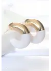 CCB Beyaz Gold Çift Renk Küpe