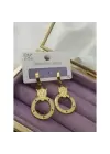Çelik Gold Panter Başlı Halka Sallantılı Kadın Küpe