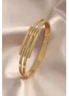 Çelik Gold Renk Kaburga Model Kelepçe Kadın Bileklik