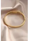 Çelik Gold Renk Kaburga Model Kelepçe Kadın Bileklik