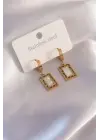 Çelik Gold Renk Kare Kadın Küpe