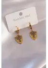 Çelik Gold Renk Leopar Figür Kadın Küpe