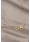 Çelik Gold Renk Zirkon Taş Detaylı Yonca Kolye