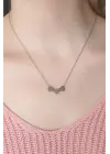 Çelik Gümüş Renk Minimal 3lü Kalp Kolye