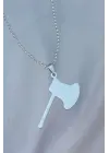 Çelik Uçlu Balta Figürlü Gümüş Renk Zincir Kolye