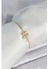 Çiçek Model Asansörlü Gold Renk Kadın Bileklik