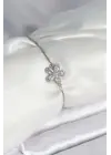 Çiçek Model Asansörlü Gümüş Renk Kadın Bileklik