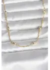 CM 14K Gold Renk Burgu Zincirli Damla Topçuk Model 45 cm Kadın Kolye