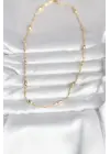 CM 14K Gold Renk Burgu Zincirli Damla Topçuk Model 45 cm Kadın Kolye