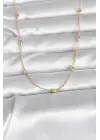 CM 14K Gold Renk Damla Topçuk Model Zincirli 60 cm Kadın Kolye