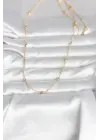 CM 14K Gold Renk Damla Topçuk Model Zincirli 60 cm Kadın Kolye