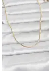 CM 14K Gold Renk İnce Kare Zincirli Model 60 cm Kadın Kolye