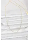 CM 14K Gold Renk İnce Top Zincirli 60 cm Kadın Kolye
