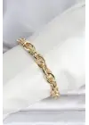 CM 14K Gold Renk Kalın Burgu Zincirli Model Kadın Bileklik