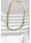 CM 14K Gold Renk Kalın Yassı Yılan Zincir Model 45 cm Kadın Kolye