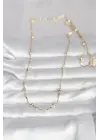 CM 14K Gold Renk Kesme Çubuk Zincir Topçuklu Model 60 cm Kadın Kolye