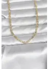CM 14K Gold Renk Lazer Kesim Zincirli Model 60 cm Kadın Kolye