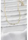 CM 14K Gold Renk Lazerli Yassı Model Zincirli 60 cm Kadın Kolye