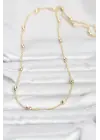 CM 14K Gold Renk Topçuklu Burgu Zincir Model 60 cm Kadın Kolye