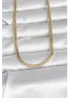 CM 14K Gold Renk Yassı Ezme Zincir Model 60 cm Kadın Kolye