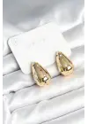 Damla Gold Renk Zirkon Taşlı Kadın Küpe