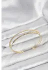 Dorika Model Çelik Gold Renk Kadın Kelepçe Bileklik