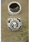 Eskitme Gümüş Renk Metal Kuru Kafa Tasarım Ayarlamalı Erkek Yüzük
