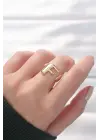 F Harfli Altın Renk Ayarlanabilir Yüzük