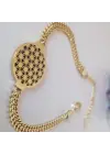 Gold Renk Çelik Yaşam Çiçeği Zincir Bileklik