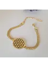 Gold Renk Çelik Yaşam Çiçeği Zincir Bileklik