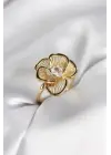 Gold Renk Çiçek Model Vintage Kadın Yüzük