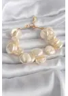 Gold Renk Çoklu İnci Model Kadın Bileklik