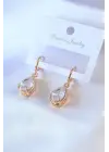 Gold Renk Damla Zirkon Taş Model Kadın Küpe